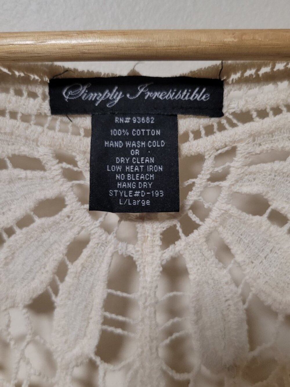 Crochet Top Womens Large Ivory Sheer Floral Romantic Boho Fairy Cottagecore - Picture 8 of 8